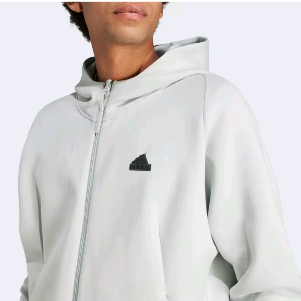 Adidas Mens Z.N.E. Premium Full-Zip Hooded Jacket Large Wonder Silver